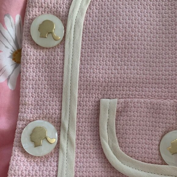 MOSCHINO Couture Italy Pink Jacket IVORY WHITE HEART TRIM USA 4 IT38 BOLERO - Picture 5 of 16